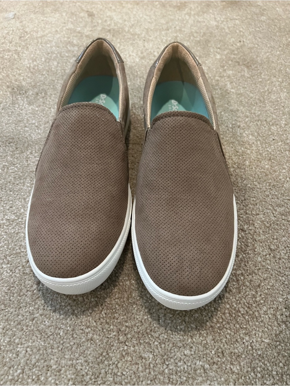 Dr. Scholl's Brown Slip-On Perforated Sneakers with White Sole